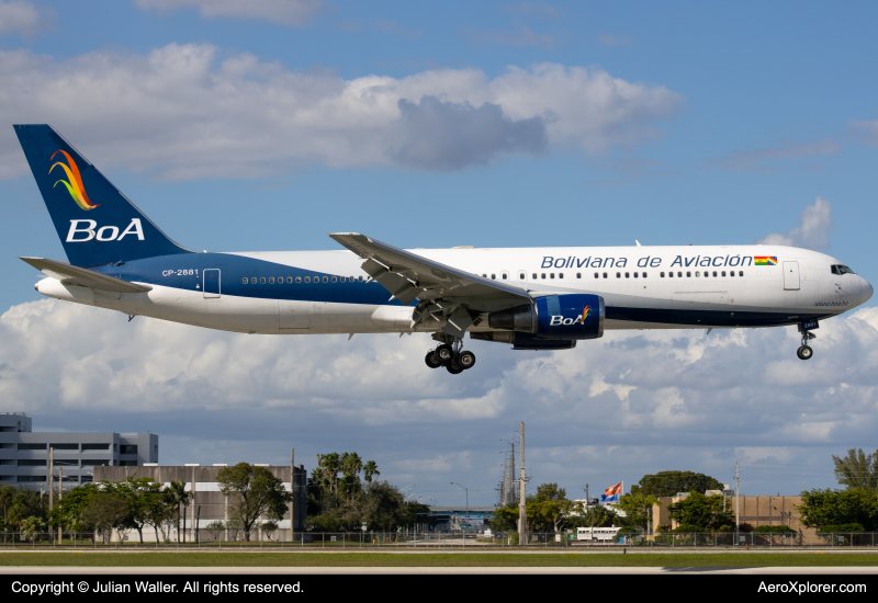 Photo of CP-2881 -  Boliviana de Aviación Boeing 767-300ER at MIA on AeroXplorer Aviation Database