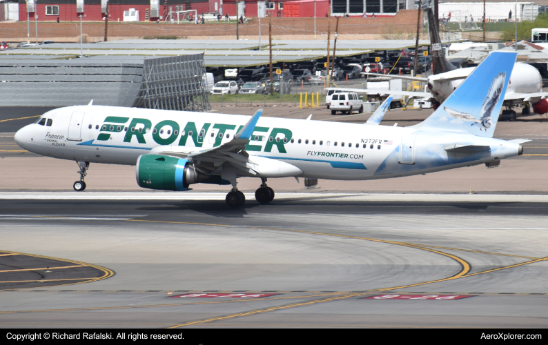 Photo of N373FR - Frontier Airlines Airbus A320NEO at PHX on AeroXplorer Aviation Database