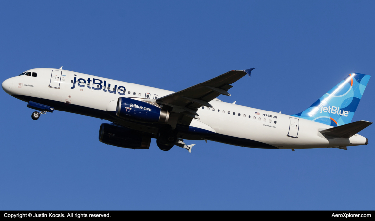 Photo of N766JB - JetBlue Airways Airbus A320 at CLE on AeroXplorer Aviation Database