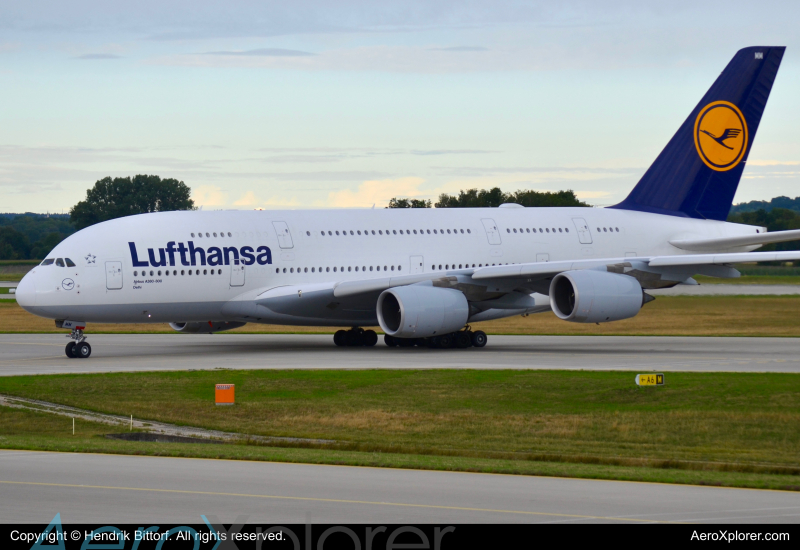 Photo of D-AIMM - Lufthansa Airbus A380-800 at MUC on AeroXplorer Aviation Database