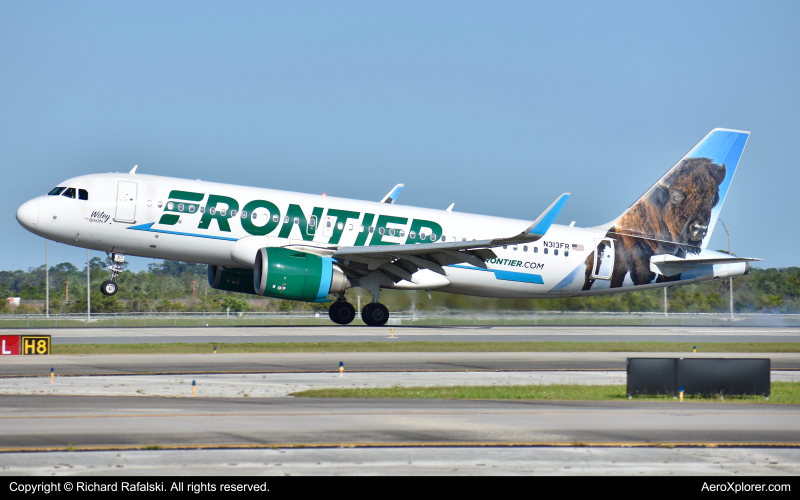 Photo of N313FR - Frontier Airlines Airbus A320NEO at MCO on AeroXplorer Aviation Database