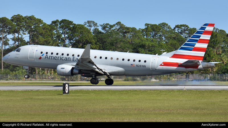 Photo of N281NN - American Eagle Embraer E175 at KDAB on AeroXplorer Aviation Database
