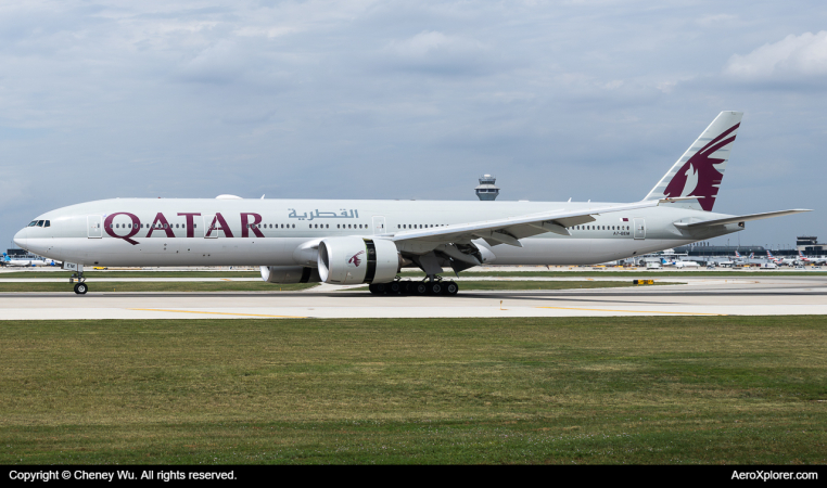 Photo of A7-BEM - Qatar Airways Boeing 777-300ER at ORD on AeroXplorer Aviation Database