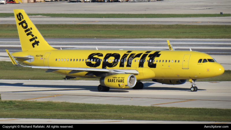 Photo of N647NK - Spirit Airlines Airbus A320 at FLL on AeroXplorer Aviation Database