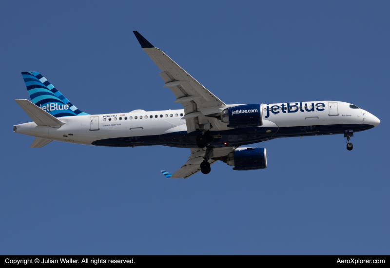 Photo of N3008J - JetBlue Airways Airbus A220-300 at TPA on AeroXplorer Aviation Database