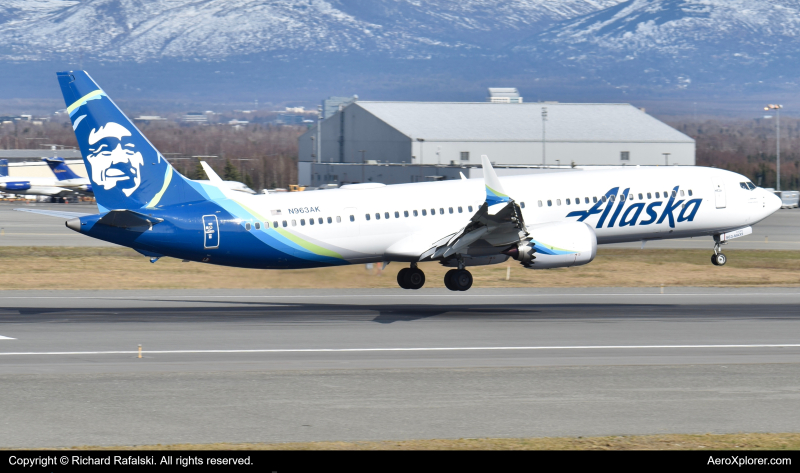 Photo of N963AK - Alaska Airlines Boeing 737 MAX 9 at ANC on AeroXplorer Aviation Database