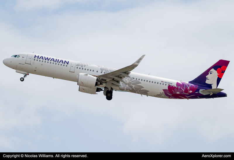 Photo of N230HA - Hawaiian Airlines Airbus A321-200 at HNL on AeroXplorer Aviation Database