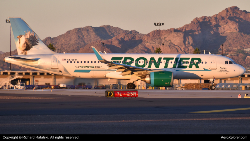Photo of N378FR - Frontier Airlines Airbus A320NEO at PHX on AeroXplorer Aviation Database