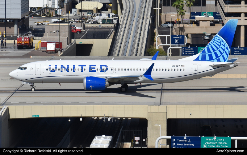 Photo of N17327 - United Airlines Boeing 737 MAX 8 at PHX on AeroXplorer Aviation Database