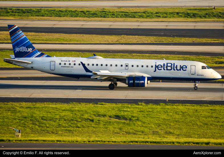 Photo of N354JB - JetBlue Airways Embraer E190 at ATL on AeroXplorer Aviation Database