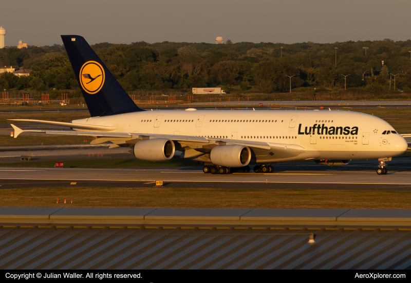 Photo of D-AIMM - Lufthansa  Airbus A380-800 at JFK on AeroXplorer Aviation Database