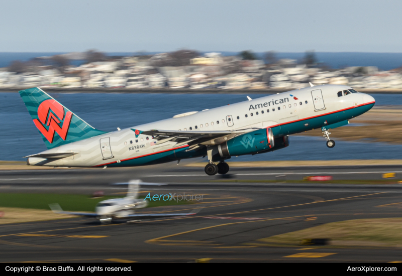 Photo of N838AW - American Airlines Airbus A319 at BOS on AeroXplorer Aviation Database