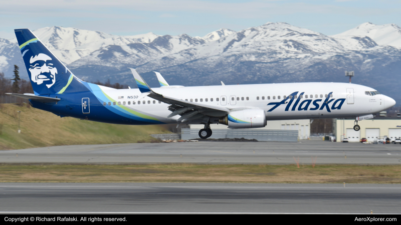 Photo of N532AS - Alaska Airlines Boeing 737-800 at ANC on AeroXplorer Aviation Database