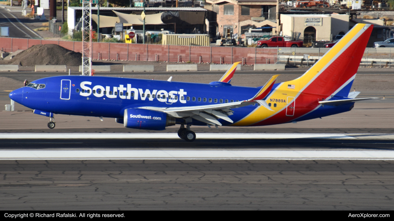 Photo of N7889A - Southwest Airlines Boeing 737-700 at PHX on AeroXplorer Aviation Database
