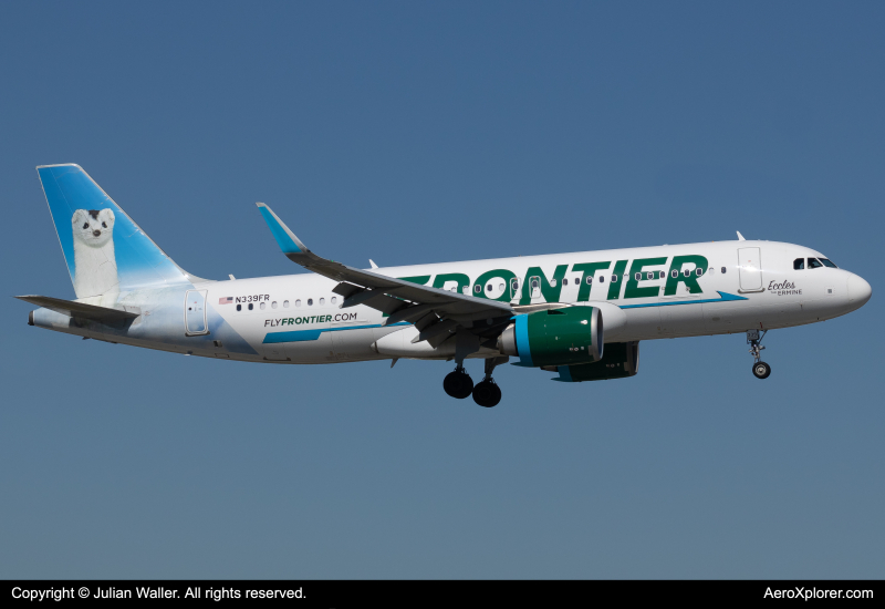 Photo of N339FR - Frontier Airlines Airbus A320NEO at MIA on AeroXplorer Aviation Database