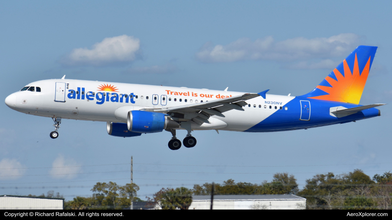 Photo of N230NV - Allegiant Air Airbus A320 at SFB on AeroXplorer Aviation Database