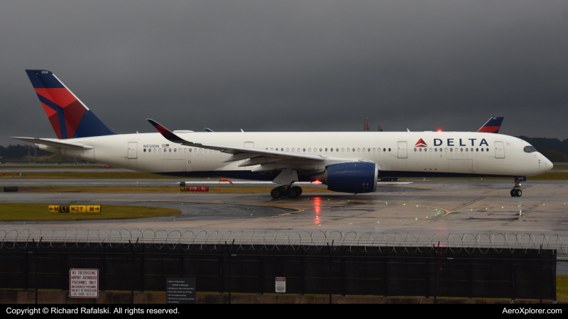 Photo of N512DN - Delta Airlines Airbus A350-900 at ATL on AeroXplorer Aviation Database