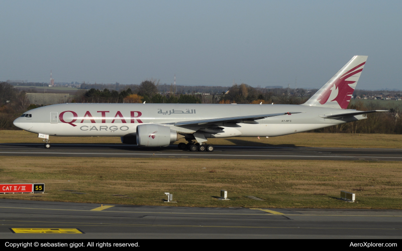 Photo of A7-BFC - Qatar Air Cargo Boeing 777-F at LGG on AeroXplorer Aviation Database