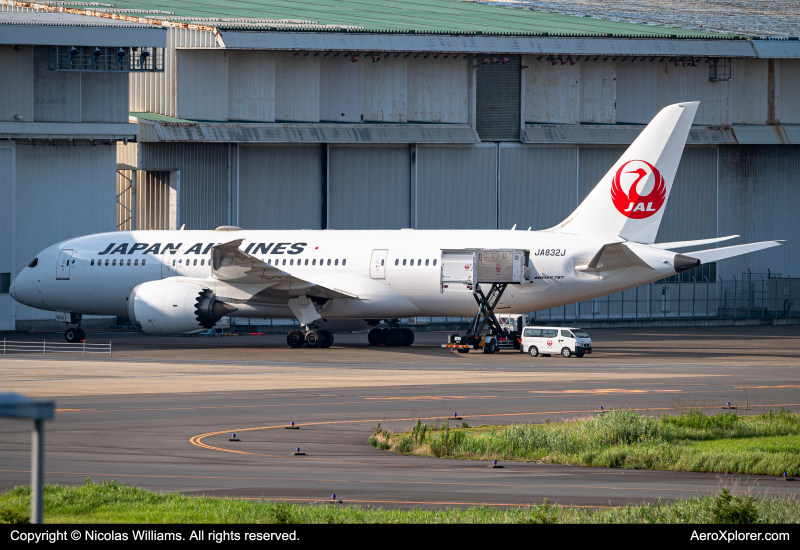 Photo of JA832J - Japan Airlines Boeing 787-8 at HND on AeroXplorer Aviation Database