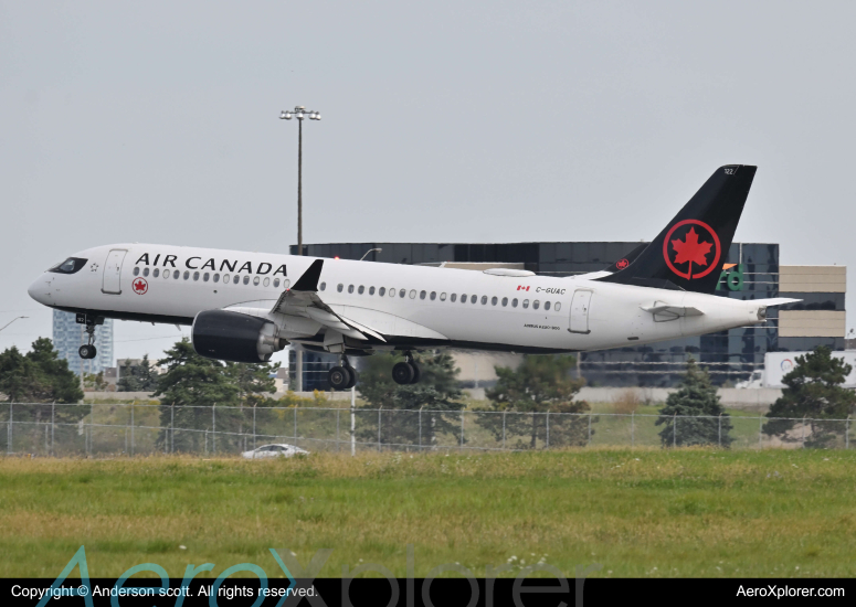 Photo of C-GUAC - Air Canada Airbus A220-300 at YYZ on AeroXplorer Aviation Database