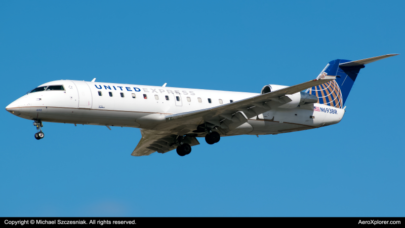 Photo of N639BR - United Express Mitsubishi CRJ-200 at ORD on AeroXplorer Aviation Database