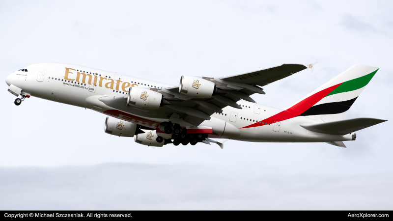 Photo of A6-EVE - Emirates Airbus A380-800 at LHR on AeroXplorer Aviation Database