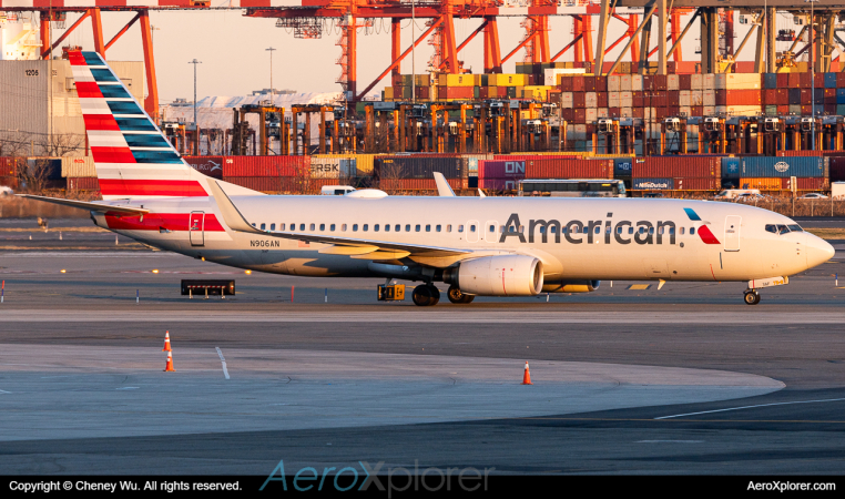 Photo of N906AN - American Airlines Boeing 737-800 at EWR on AeroXplorer Aviation Database