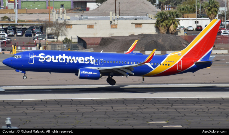 Photo of N8600F - Southwest Airlines Boeing 737-800 at PHX on AeroXplorer Aviation Database