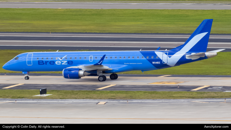 Photo of N114BZ - Breeze Airways Embraer E190 at TPA on AeroXplorer Aviation Database