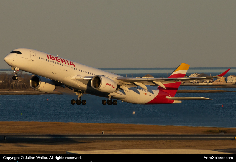 Photo of EC-NDR - Iberia Airbus A350-900 at BOS on AeroXplorer Aviation Database