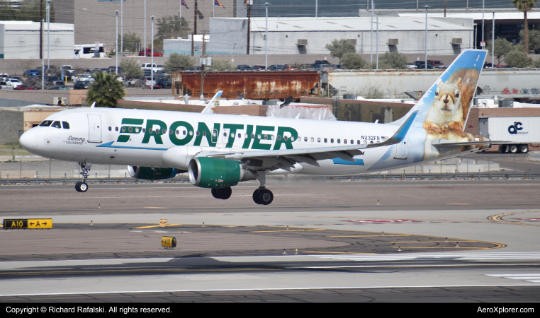 Photo of N232FR - Frontier Airlines Airbus A320 at PHX on AeroXplorer Aviation Database