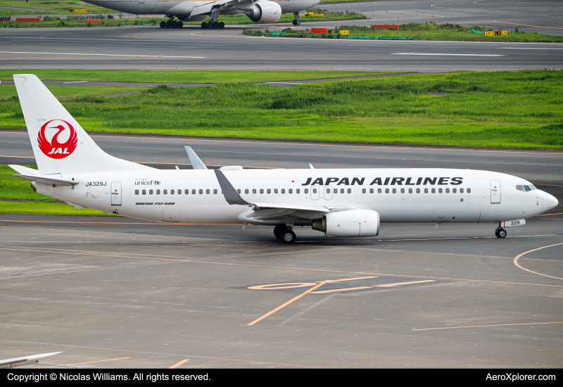 Photo of JA329J - Japan Airlines Boeing 737-800 at HND on AeroXplorer Aviation Database