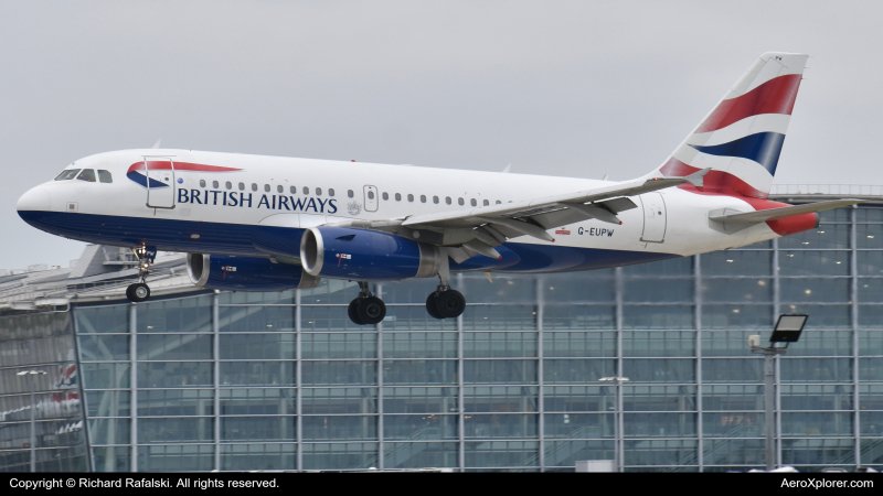 Photo of G-EUPW - British Airways Airbus A319 at LHR on AeroXplorer Aviation Database