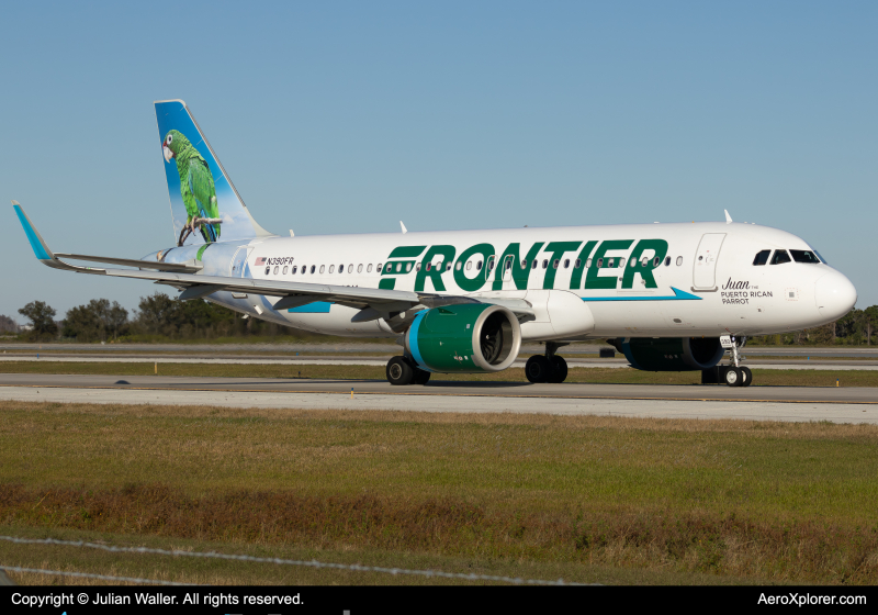 Photo of N390FR - Frontier Airlines Airbus A320NEO at MCO on AeroXplorer Aviation Database