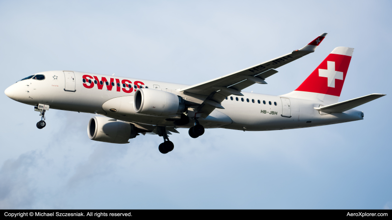 Photo of HB-JDH - Swiss International Air Lines Airbus A220-100 at LHR on AeroXplorer Aviation Database
