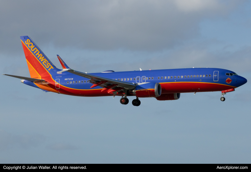 Photo of N872CB - Southwest Airlines Boeing 737 MAX 8 at MIA on AeroXplorer Aviation Database