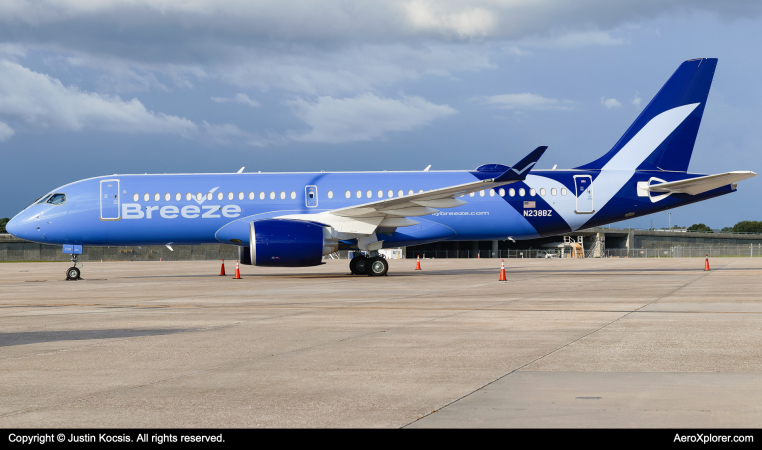 Photo of N238BZ - Breeze Airways Airbus A220-300 at TPA on AeroXplorer Aviation Database