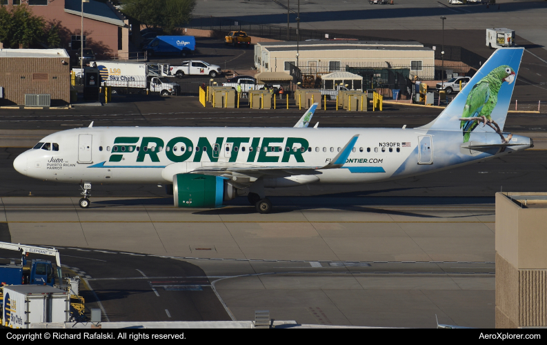 Photo of N390FR - Frontier Airlines Airbus A320NEO at PHX on AeroXplorer Aviation Database