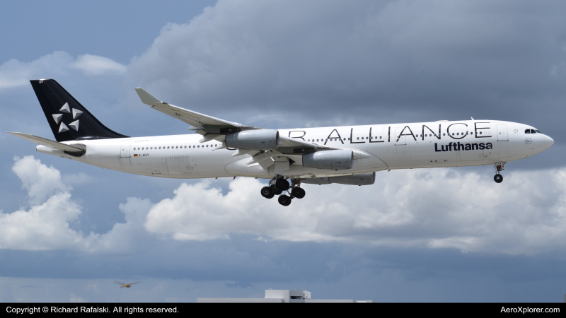 Photo of D-AIGV - Lufthansa Airbus A340-300 at MIA on AeroXplorer Aviation Database