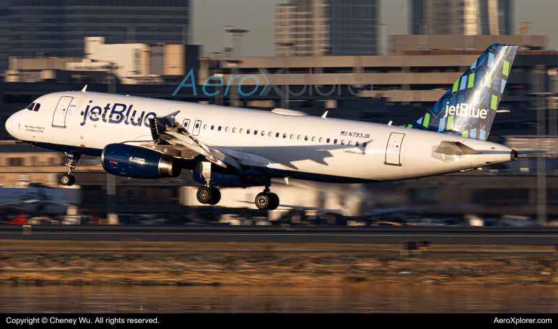 Photo of N793JB - JetBlue Airways Airbus A320 at BOS on AeroXplorer Aviation Database