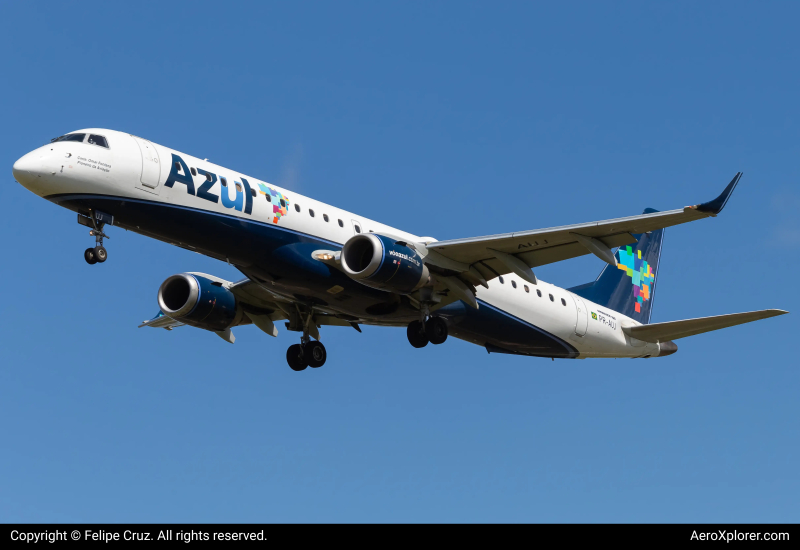 Photo of PR-AUJ - Azul  Embraer E195 at SSA on AeroXplorer Aviation Database