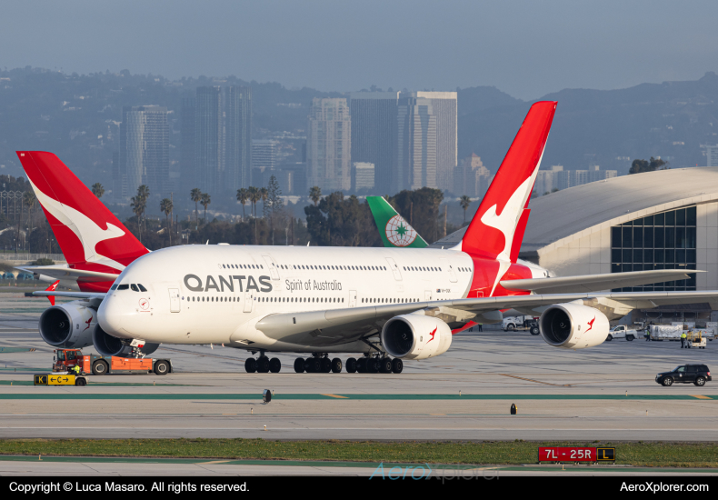 Photo of VH-OQK - Qantas Airways Airbus A380-800 at LAX on AeroXplorer Aviation Database