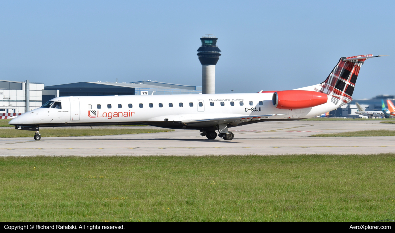 Photo of G-SAJL - Loganair Embraer ERJ145 at MAN on AeroXplorer Aviation Database