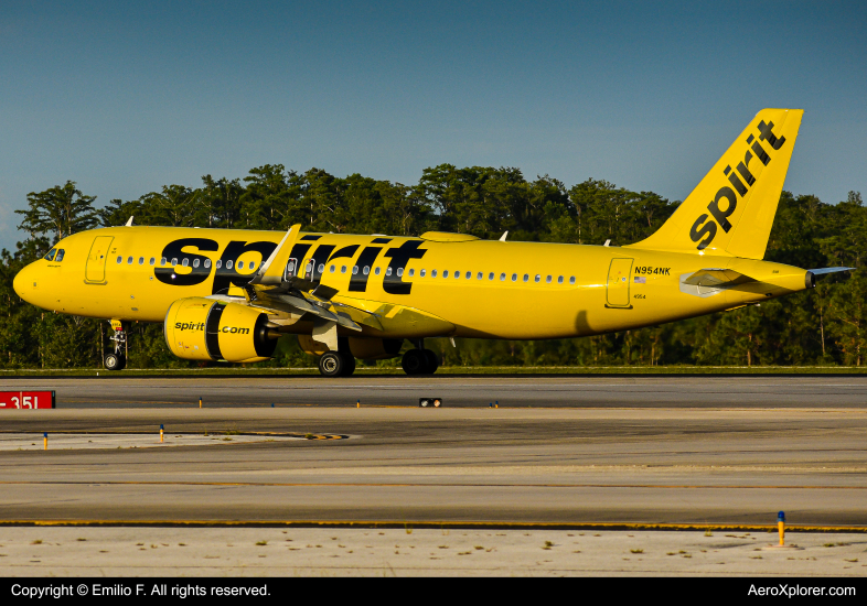 Photo of N954NK - Spirit Airlines Airbus A320NEO at KMCO on AeroXplorer Aviation Database