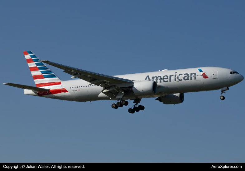 Photo of N777AN - American Airlines Boeing 777-200ER at JFK on AeroXplorer Aviation Database