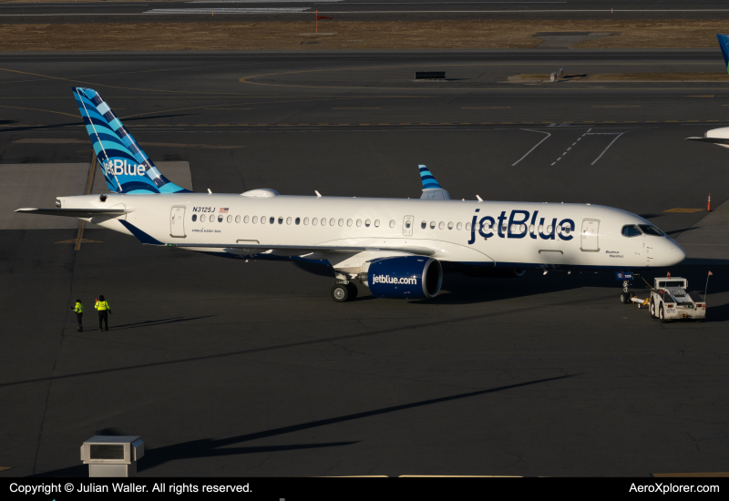 Photo of N3125J - JetBlue Airways Airbus A220-300 at BOS on AeroXplorer Aviation Database