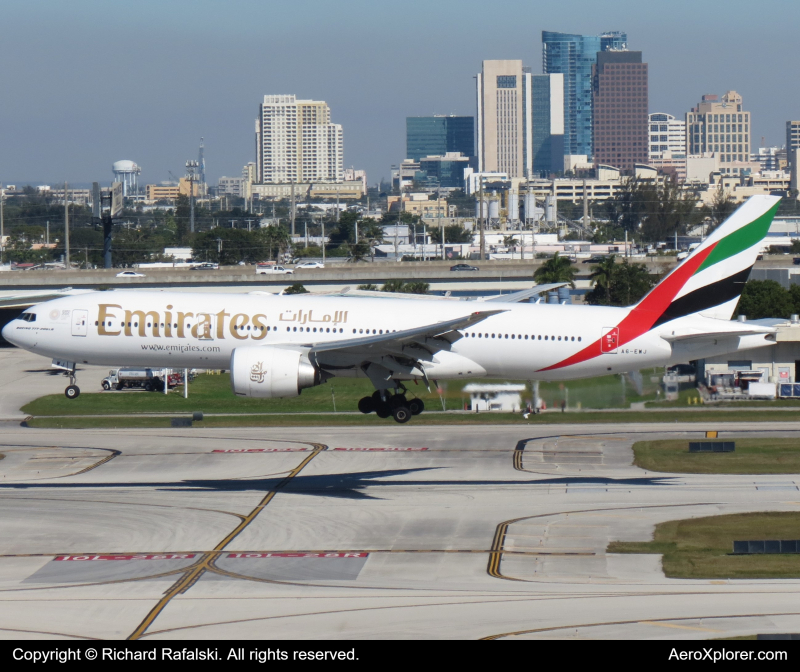 Photo of A6-EWJ - Emirates Boeing 777-200LR at FLL on AeroXplorer Aviation Database