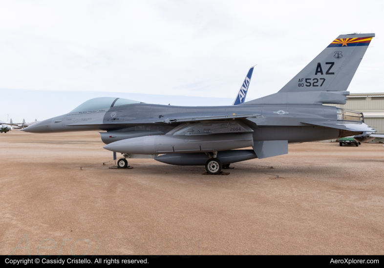 Photo of 80-0527 - USAF - United States Air Force General Dynamics F-16 Fighting Falcon at DMA on AeroXplorer Aviation Database