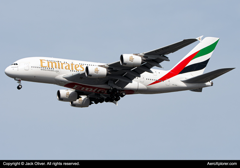 Photo of A6-EUH - Emirates Airbus A380-800 at JFK on AeroXplorer Aviation Database