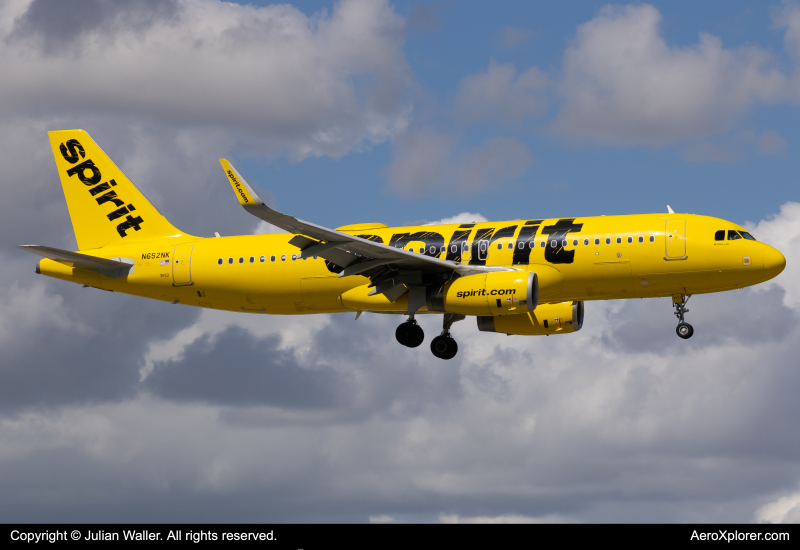 Photo of N652NK - Spirit Airlines Airbus A320 at MIA on AeroXplorer Aviation Database